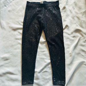 Pink sequins black leggings
